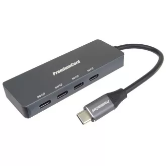 PREMIUMCORD Hub USB-C és 4x USB 3.2 Type-C, 5G SuperSpeed, alumínium