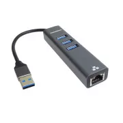 PREMIUMCORD adapter USB3.0 - LAN RJ45 ETHERNET 10/100/1000 MBIT   3x USB3.0 port