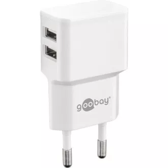 Goobay Táp- és töltőadapter 230V és 2x USB, max.2, 4A, fehér