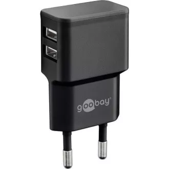 Goobay Táp- és töltőadapter 230V és 2x USB, max.2, 4A, fekete
