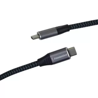 PREMIUMCORD USB-C kábel (USB 3.2 Gen2x2, 5A, 100W, 20Gbit/s) 3m, szürke