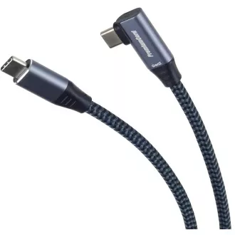 PREMIUMCORD USB-C hajlított kábel (USB 3.2 Gen2x2, 5A, 100W, 20Gbit/s) 3m, szürke