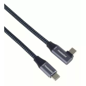 PREMIUMCORD USB-C hajlított kábel (USB 3.2 Gen2x2, 5A, 100W, 20Gbit/s) 3m, szürke