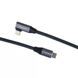 PREMIUMCORD USB-C hajlított kábel (USB 3.2 Gen2x2, 5A, 100W, 20Gbit/s) 3m, szürke
