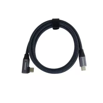 PREMIUMCORD USB-C hajlított kábel (USB 3.2 Gen2x2, 5A, 100W, 20Gbit/s) 3m, szürke