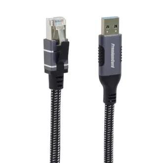 PremiumCord Ethernet kábel USB3.2 - LAN RJ45 10/100/1000, 3m, 3m