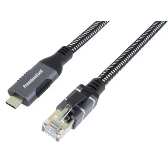 PremiumCord Ethernet kábel USB-C és LAN RJ45 10/100/1000, 2m, 2m