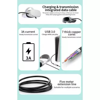 PREMIUMCORD USB-C átjátszó és hosszabbító kábel Hím-Nyílás, 5Gbps Alumínium 10m