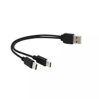 PREMIUMCORD Töltőkábel USB 2.0, 2xUSB-C USB-re, 15cm, fekete