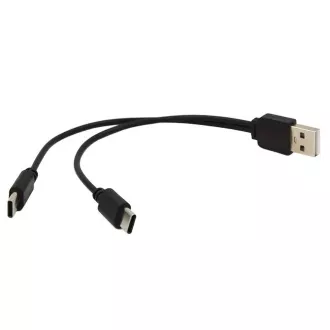 PREMIUMCORD Töltőkábel USB 2.0, 2xUSB-C USB-re, 15cm, fekete