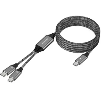 PREMIUMCORD USB-C töltőkábel, 2xUSB-C USB-C-re, 100W, 1m, fekete, 1m, fekete