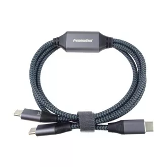 PREMIUMCORD USB-C töltőkábel, 2xUSB-C USB-C-re, 100W, 1m, fekete, 1m, fekete