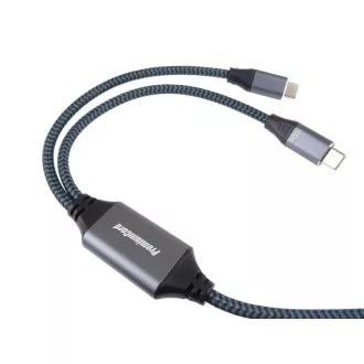 PREMIUMCORD USB-C töltőkábel, 2xUSB-C USB-C-re, 100W, 1m, fekete, 1m, fekete