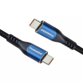 PremiumCord USB-C kábel (USB 3.2 GEN 2x2, 5A, 100W, 20Gbit/s) 0, 5m, pamutfonattal