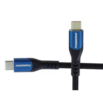 PremiumCord USB-C kábel (USB 3.2 GEN 2x2, 5A, 100W, 20Gbit/s) 0, 5m, pamutfonattal