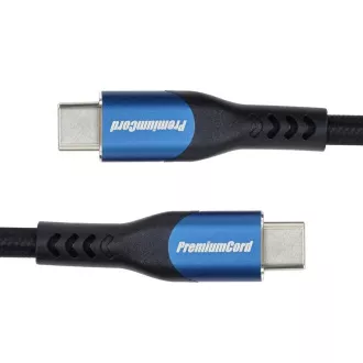 PremiumCord USB-C kábel (USB 3.2 GEN 2x2, 5A, 100W, 20Gbit/s) 0, 5m, pamutfonattal
