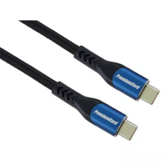 PremiumCord USB-C kábel (USB 3.2 GEN 2x2, 5A, 100W, 20Gbit/s) 1m, pamutfonattal