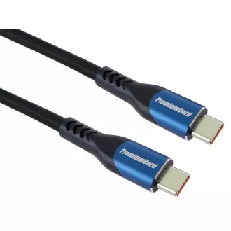 PremiumCord USB-C kábel (USB 3.2 GEN 2x2, 5A, 100W, 20Gbit/s) 1, 5m, pamutfonattal