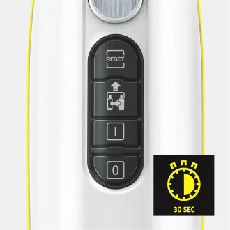Karcher SC 3 álló gőzölős felmosó, 1600 W, a vírusok 99,999%-át és a közönséges háztartási baktériumok 99,99%-át eltávolítja, fehér színben.