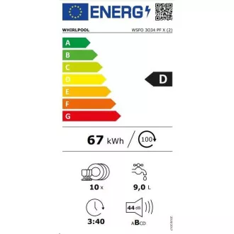 Whirlpool WSFO 3O34 PF X szabadon álló mosogatógép Whirlpool WSFO 3O34 PF X szabadon álló mosogatógép