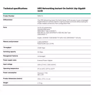 HPE Networking Instant On Switch 16p Gigabit 1430 (R8R47A)