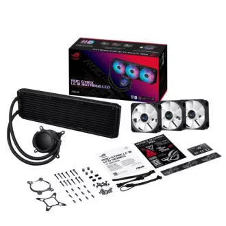 ASUS CPU vízhűtő AIO ROG STRIX LC III 360 ARGB LCD, 3x120mm, LCD kijelző, LGA1851, AM5, fekete, fekete