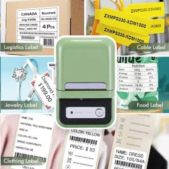 Niimbot B21S Smart címkenyomtató, zöld   210 db címketekercs