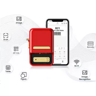 Niimbot B21S Smart címkenyomtató, piros   210 db címketekercs