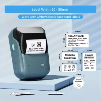 Niimbot címkenyomtató B1 Smart, kék tó 210db címketekercs Niimbot címkenyomtató B1 Smart, kék tó 210db címketekercs