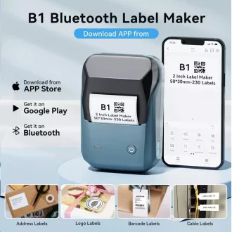 Niimbot címkenyomtató B1 Smart, kék tó 210db címketekercs Niimbot címkenyomtató B1 Smart, kék tó 210db címketekercs