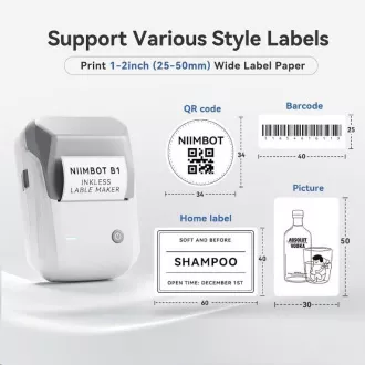 Niimbot címkenyomtató B1 Smart, szürke   210db címketekercs