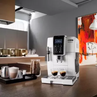 DeLonghi ECAM 350.35.W Dinamica automata kávéfőző, 1450 W, 15 bar, LCD kijelző, fehér színű DeLonghi ECAM 350.35.W Dinamica automata kávéfőző, 1450 W, 15 bar, LCD kijelző, fehér színű
