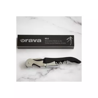 Orava WO-8 karos bor- és sörnyitó, kétfokozatú, praktikus kés, fekete színű