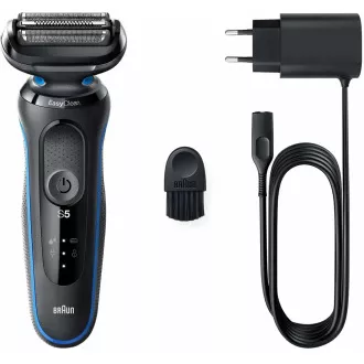 Braun Series 5 51-B1000s elektromos borotva, szakáll és arc, vezeték nélküli, penge, fekete / kék