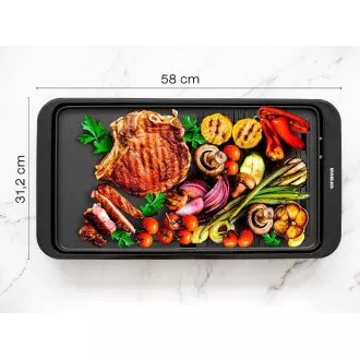 Orava Grillchef-5 elektromos asztali grill, 2000 W, 2 főzőfelület, 60-220 °C, csepegtető tálca