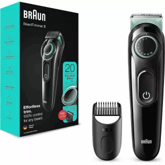 Braun BT3323 szakállvágó, 20 hosszbeállítás, 0,5 mm-től 10 mm-ig, tisztítókefe, fekete színű