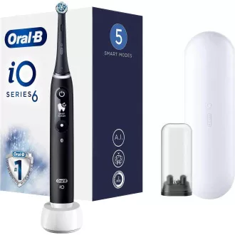 Oral-B iO6 elektromos fogkefe, mágneses, 5 üzemmód, kijelző, mesterséges intelligencia, időzítő, fekete színű