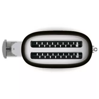 Smeg TSF02BLEU, kenyérpirító / kenyérpirító sütő, 4 kenyérpirító, 6 pirítási szint, morzsás fiók, stílus. 50-es évek, fekete Smeg TSF02BLEU, kenyérpirító / kenyérpirító sütő, 4 kenyérpirító, 6 pirítási szint, morzsás fiók, stílus. 50-es évek, fekete