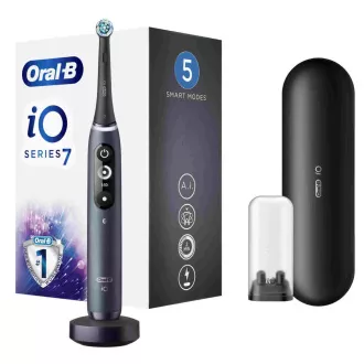 Oral-B iO7 Black Onyx elektromos fogkefe, mágneses, 5 üzemmód, időzítő, nyomásérzékelő, tok, fekete színű Oral-B iO7 Black Onyx elektromos fogkefe, mágneses, 5 üzemmód, időzítő, nyomásérzékelő, tok, fekete színű