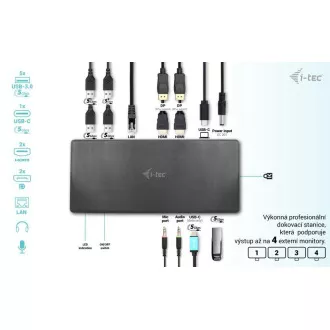 i-tec USB-C Quattro kijelző dokkolóállomás Power Delivery 85 W-os tápellátással i-tec USB-C Quattro kijelző dokkolóállomás Power Delivery 85 W-os tápellátással