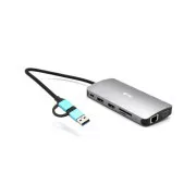 i-tec USB 3.0 USB-C/Thunderbolt 3x kijelző fém nano dokkoló LAN-nal, PD 100 W