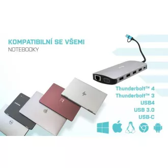 i-tec USB 3.0 USB-C/Thunderbolt 3x kijelző fém nano dokkoló LAN-nal, PD 100 W i-tec USB 3.0 USB-C/Thunderbolt 3x kijelző fém nano dokkoló LAN-nal, PD 100 W