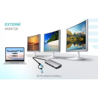 i-tec USB 3.0 USB-C/Thunderbolt 3x kijelző fém nano dokkoló LAN-nal, PD 100 W i-tec USB 3.0 USB-C/Thunderbolt 3x kijelző fém nano dokkoló LAN-nal, PD 100 W