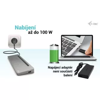 i-tec USB-C fém ergonomikus 4K 3x kijelző dokkolóállomás, PD 100W