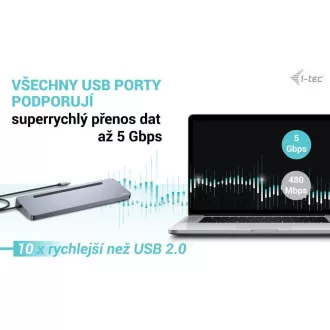 i-tec USB-C fém ergonomikus 4K 3x kijelző dokkolóállomás, PD 100W