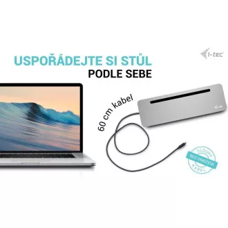 i-tec USB-C fém ergonomikus 4K 3x kijelző dokkolóállomás, PD 100W