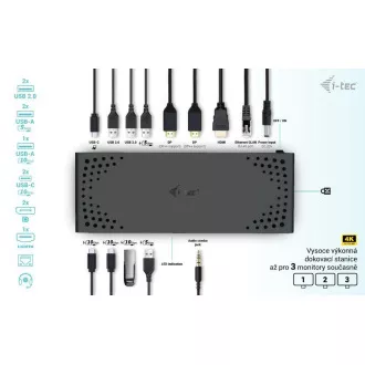 i-tec USB-C Triple Display dokkoló állomás Gen 2, PD 100W