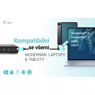 i-tec USB-C Triple Display dokkoló állomás Gen 2, PD 100W