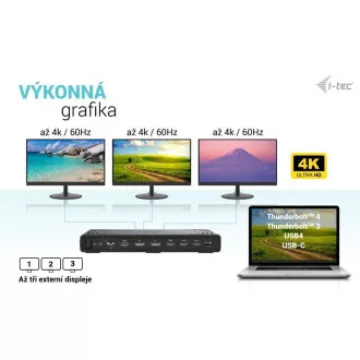 i-tec USB-C Triple Display dokkoló állomás Gen 2, PD 100W