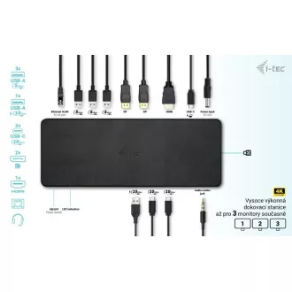 i-tec USB-C Triple 4K kijelző dokkoló állomás Gen2 Pro, PD 100W